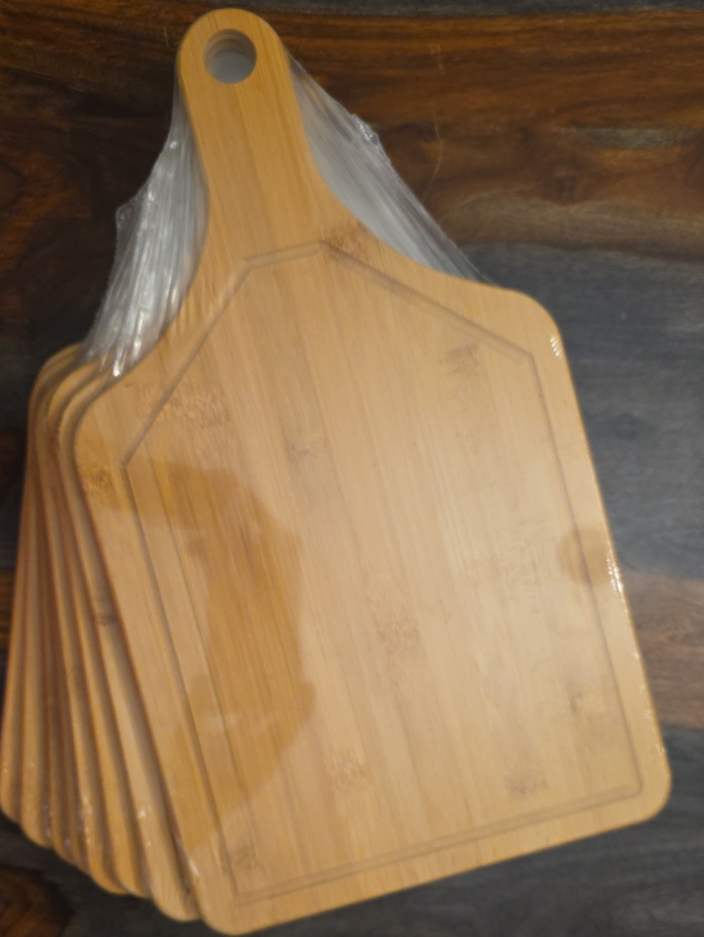 Bamboo Cutting Board with Handle - Natural Brown, Set Of 8. Brand New